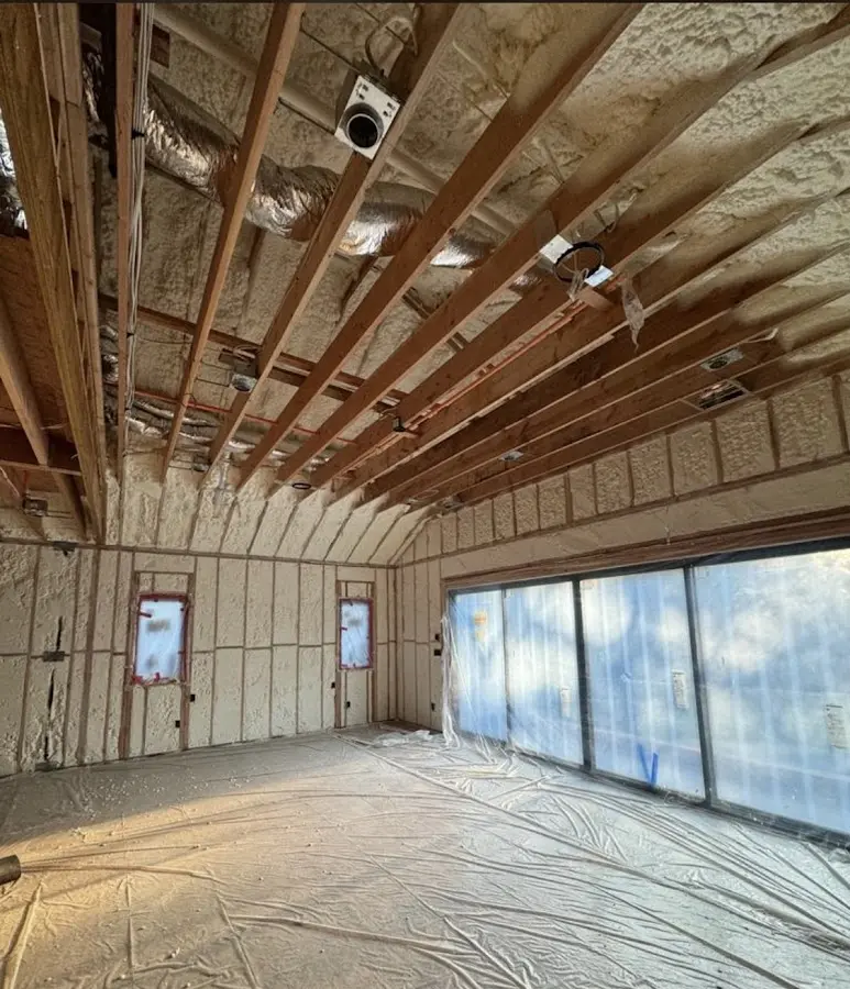 Interior walls and ceiling insulated with spray foam during new construction in Festus